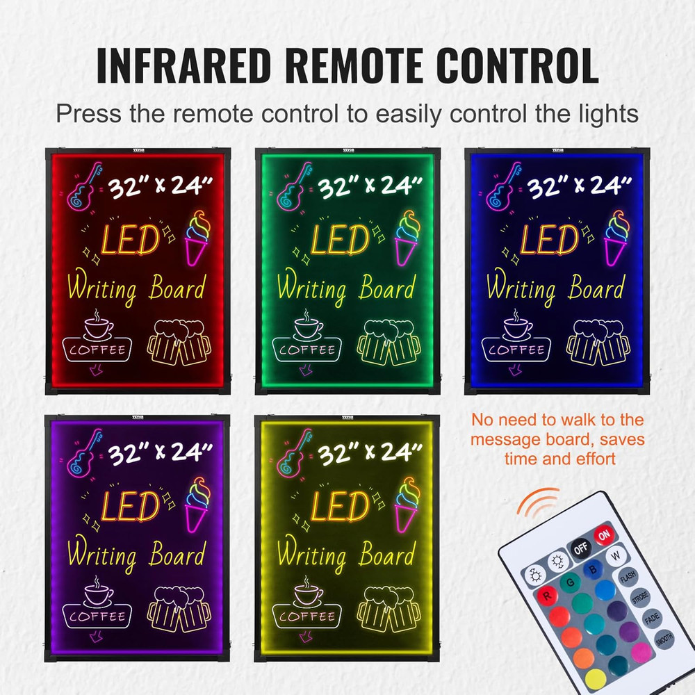 32"X24" LED Message Writing Board, Menu Sign Boards, Illuminated Erasable Lighte