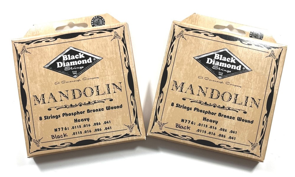 Black Diamond Mandolin Strings 2 Sets Phos Bronze Loop End .0115-.041 Black