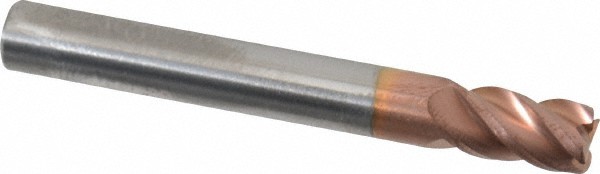 Accupro 1/4" Diam 4 Flute Single End Solid Carbide 0.02" Corner Radius End Mi...