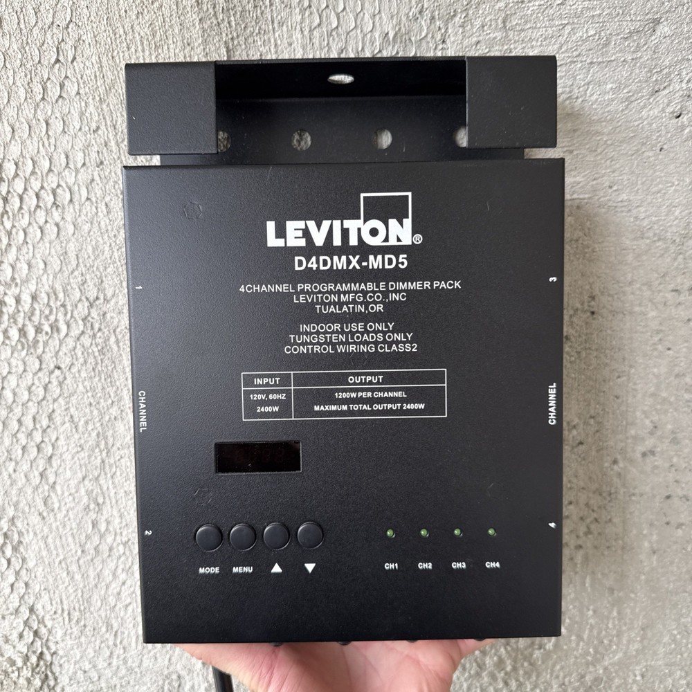 Leviton D4DMX-MD5 4-Channel Programmable Dimmer Pack READ DESCRIPTION