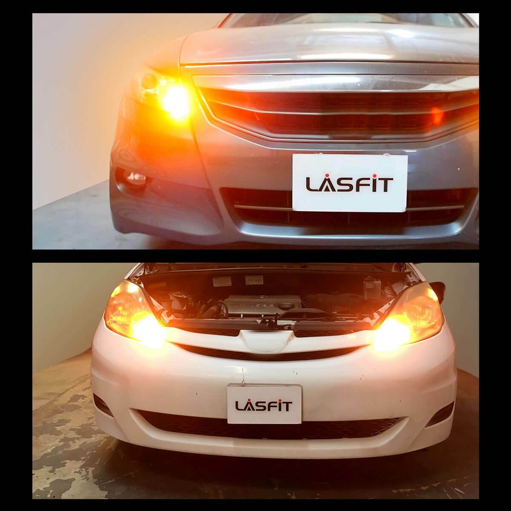 Lasfit Amber 7443 7444 LED Front Turn Signal Blinker Light Bulbs No Hyper Flash