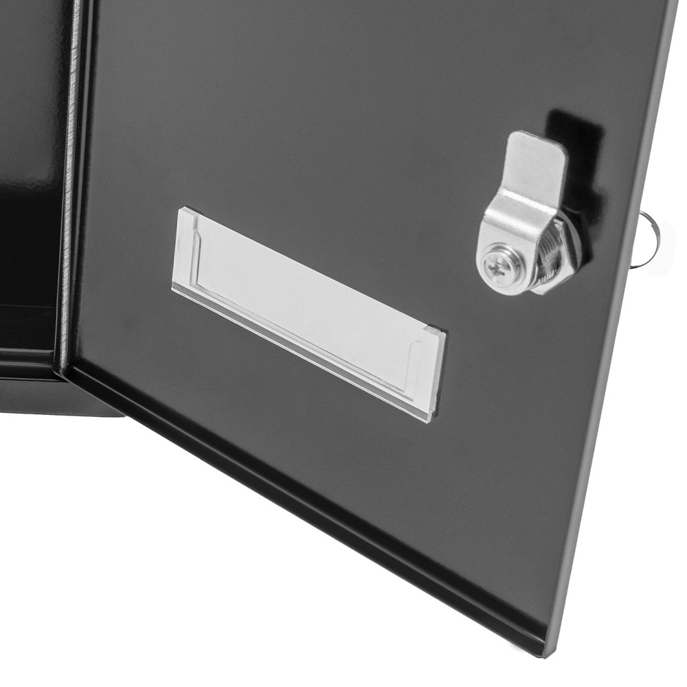 Wall Mount Rectangular Locking Mailbox W/ 2 Keys Black Residential Mail Box