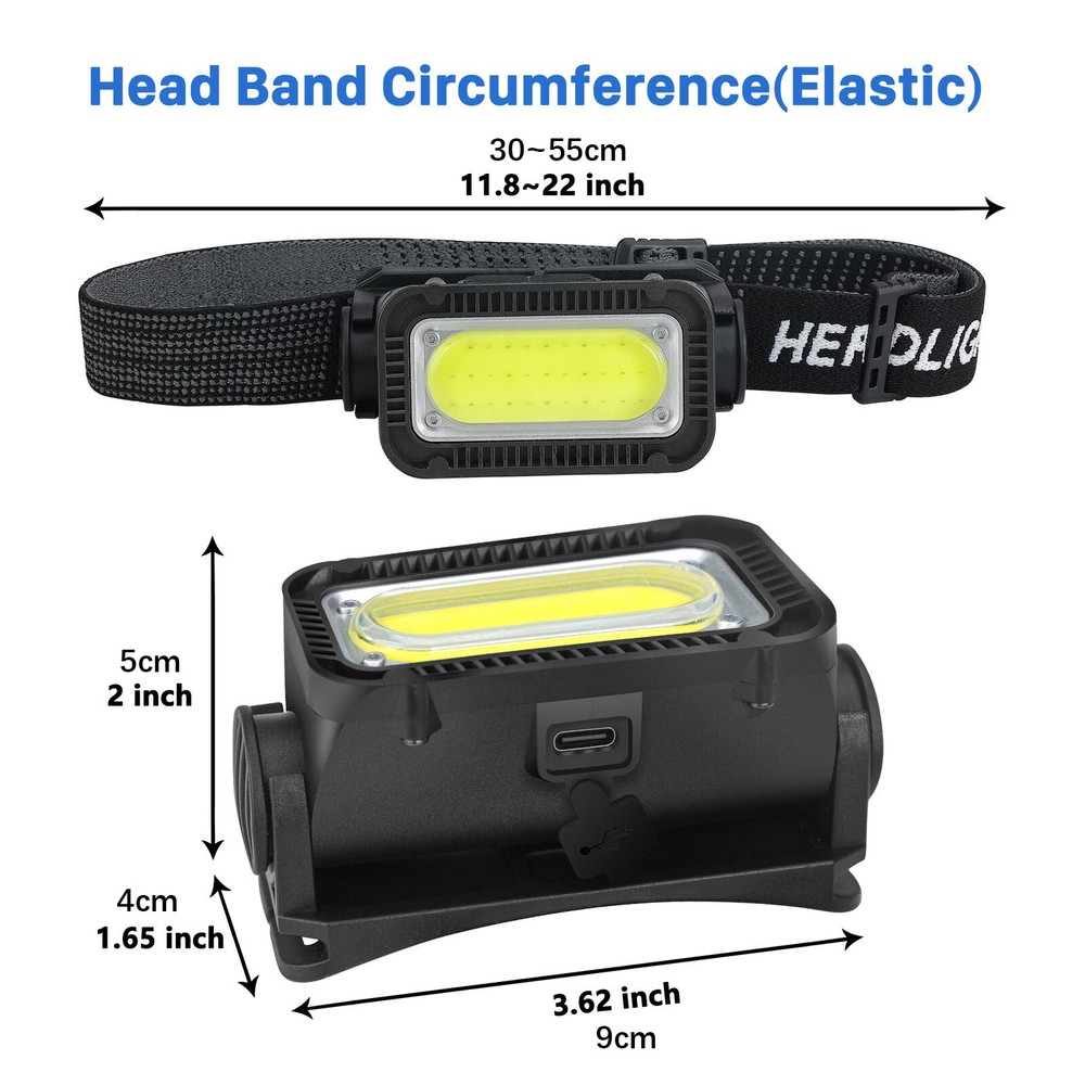 USB Rechargeable LED Headlamp Headlight Torch Flashlight With Charging Cable
