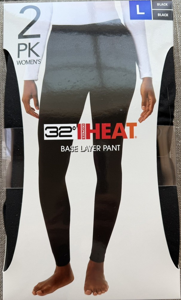 32 DEGREES HEAT WOMEN'S 2 PACK BASE LAYER PANT SIZE LARGE NEW