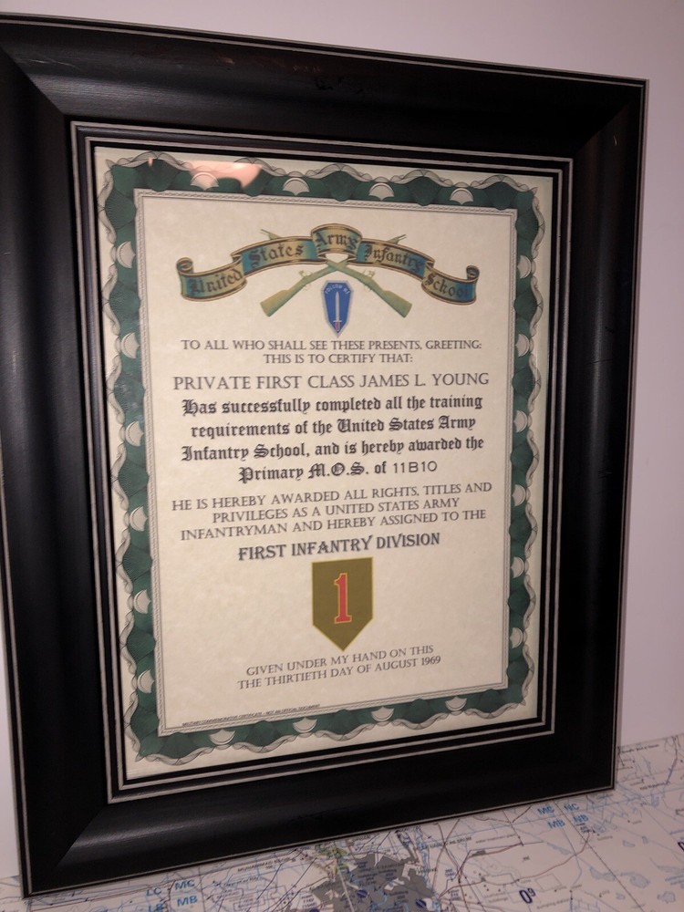 U.S. ARMY (1ST I.D.) INFANTRY TRAINING AND ASSIGNMENT CERTIFICATE