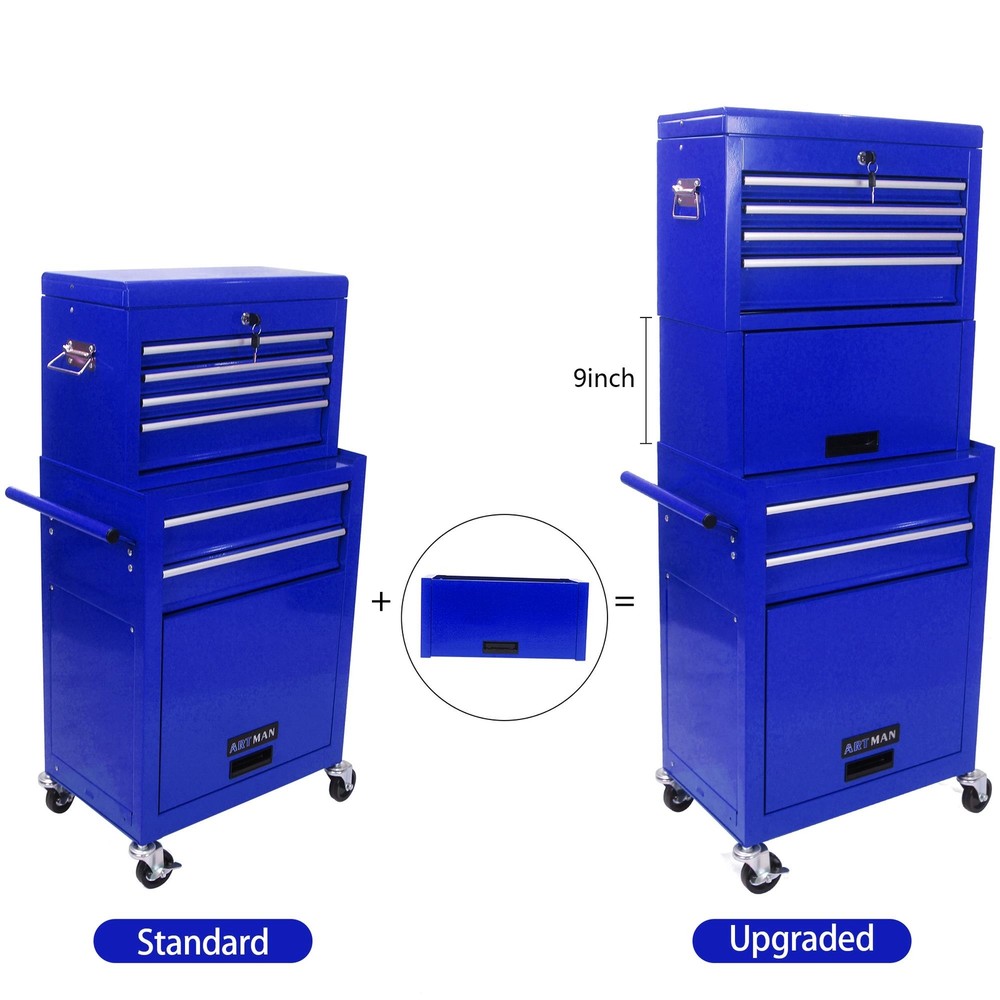 Heavy-Duty 6-Drawer Rolling Tool Chest with Wheels – Blue Storage Solution