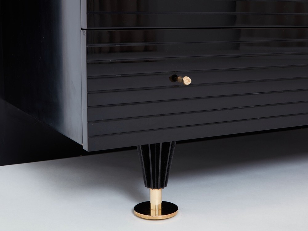 Pierre Cardin signed commode black lacquered and brass 1980s