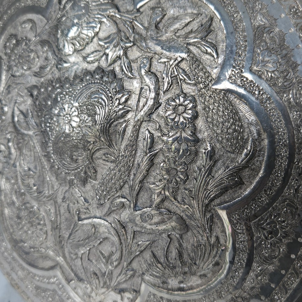 Large Beautiful Middle Eastern Silver Dome Top Round Box