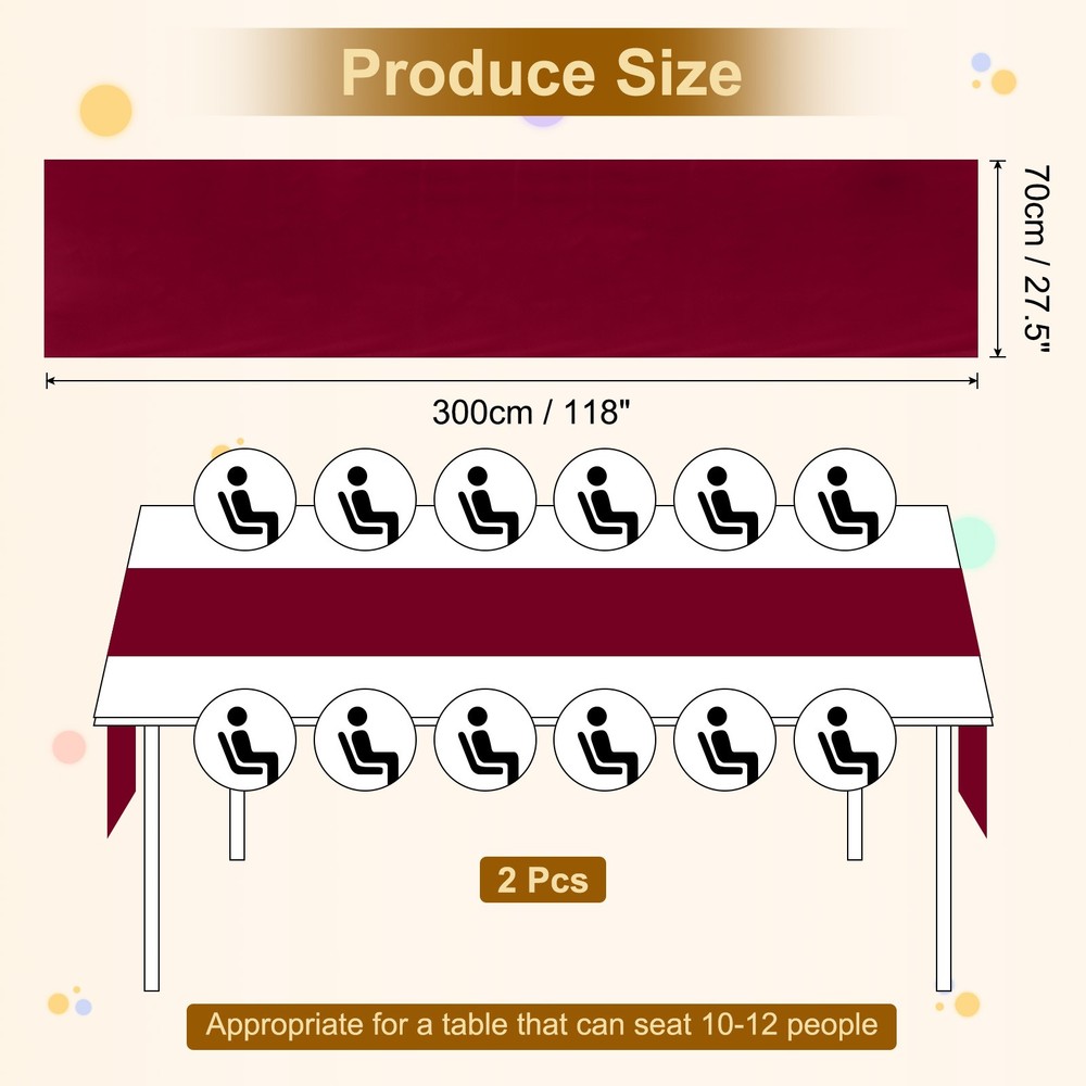 2 Pcs Wine Red Chiffon Table Runner 27.5" x 118" Romantic Table Runner