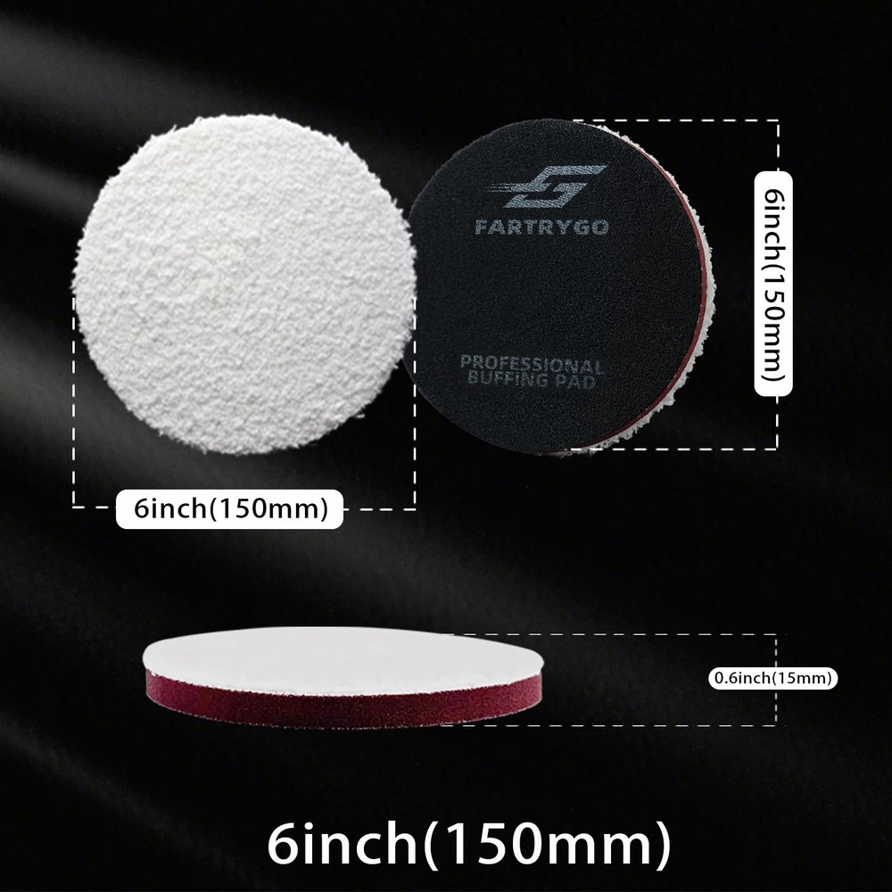 6 Inch Microfiber Cutting Pads – 2 Pack Heavy Buffing for 6