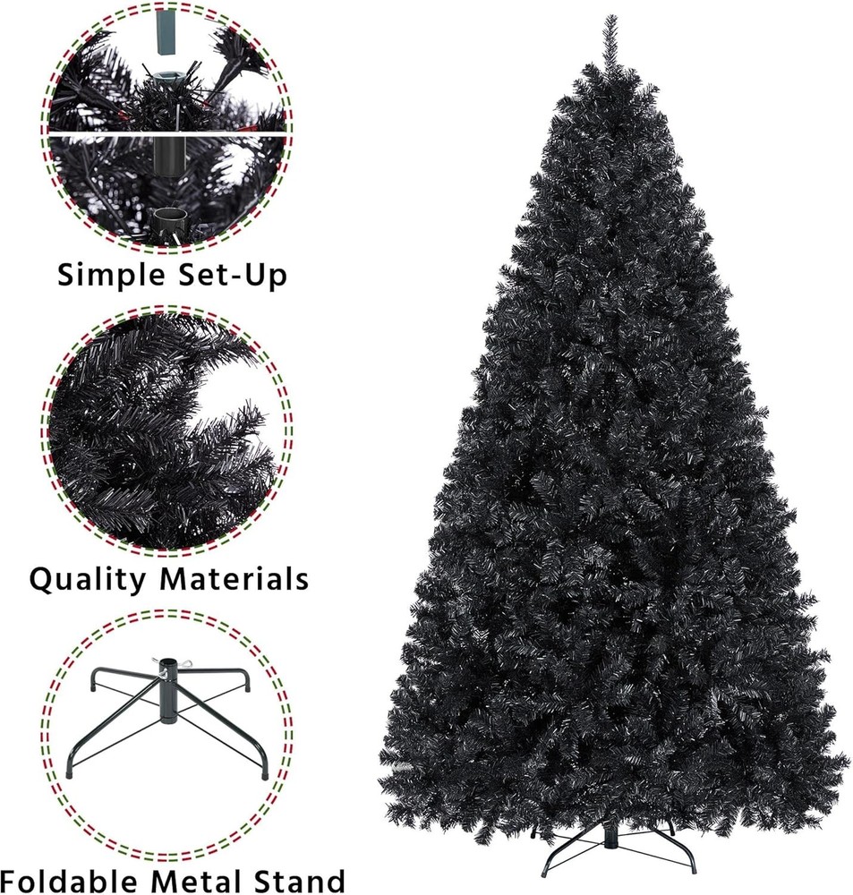 9ft Artificial Christmas Tree, Realistic Premium Spruce Hinged Full
