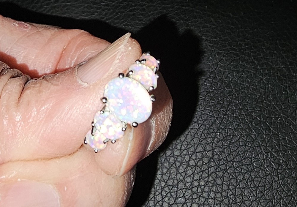 Elegant design Fire Opal Rings In Silver Ring Size 8, 9
