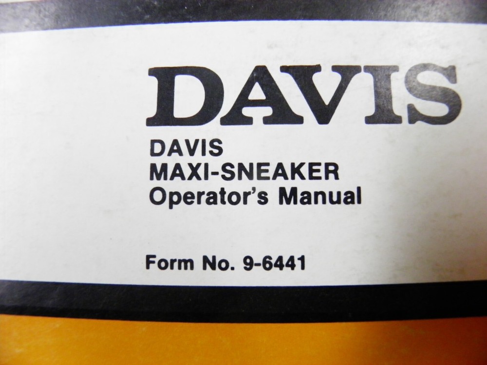DAVIS CASE MAXI SNEAKER OPERATORS MANUAL