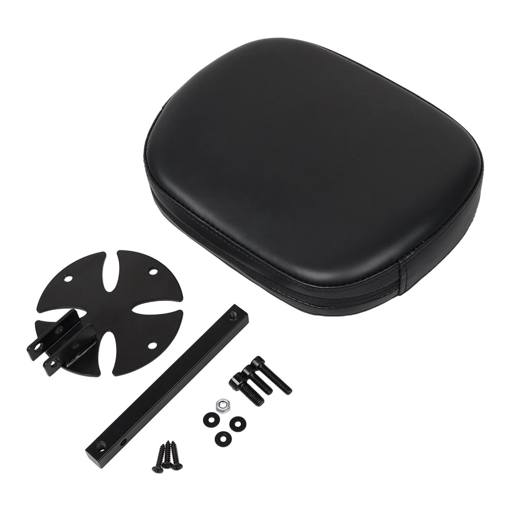 Black Adjustable Removable Driver / Passenger Backrest Pad w/ Bracket For Harley