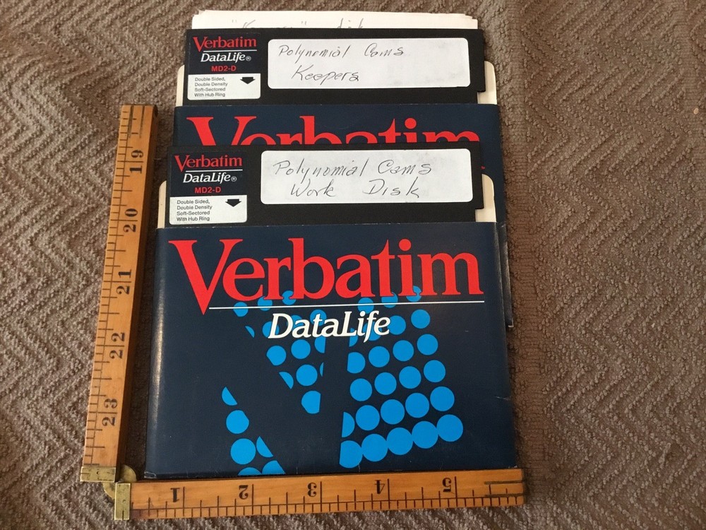 Vintage “Polynomial Cams” Computer Program, 2 5.25” Disks  Home Copy Not Tested