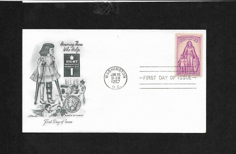 Scott 1087 Polio Jan 15, 1957 Artmaster Cachet FDC