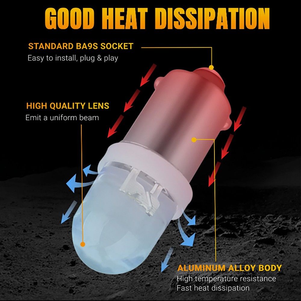 20x Super White BA9S LED Interior Instrument Panel Dash Map Light Bulb 1815 1895