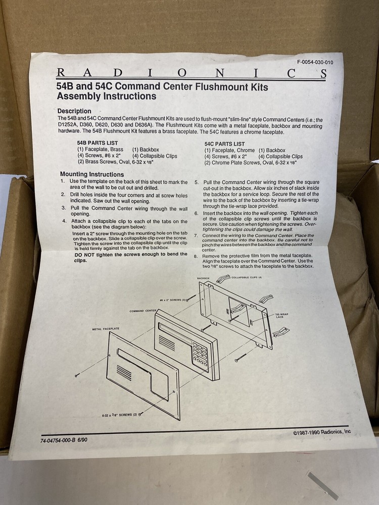 Radionics D54B Flush Mount Kit (Brass)