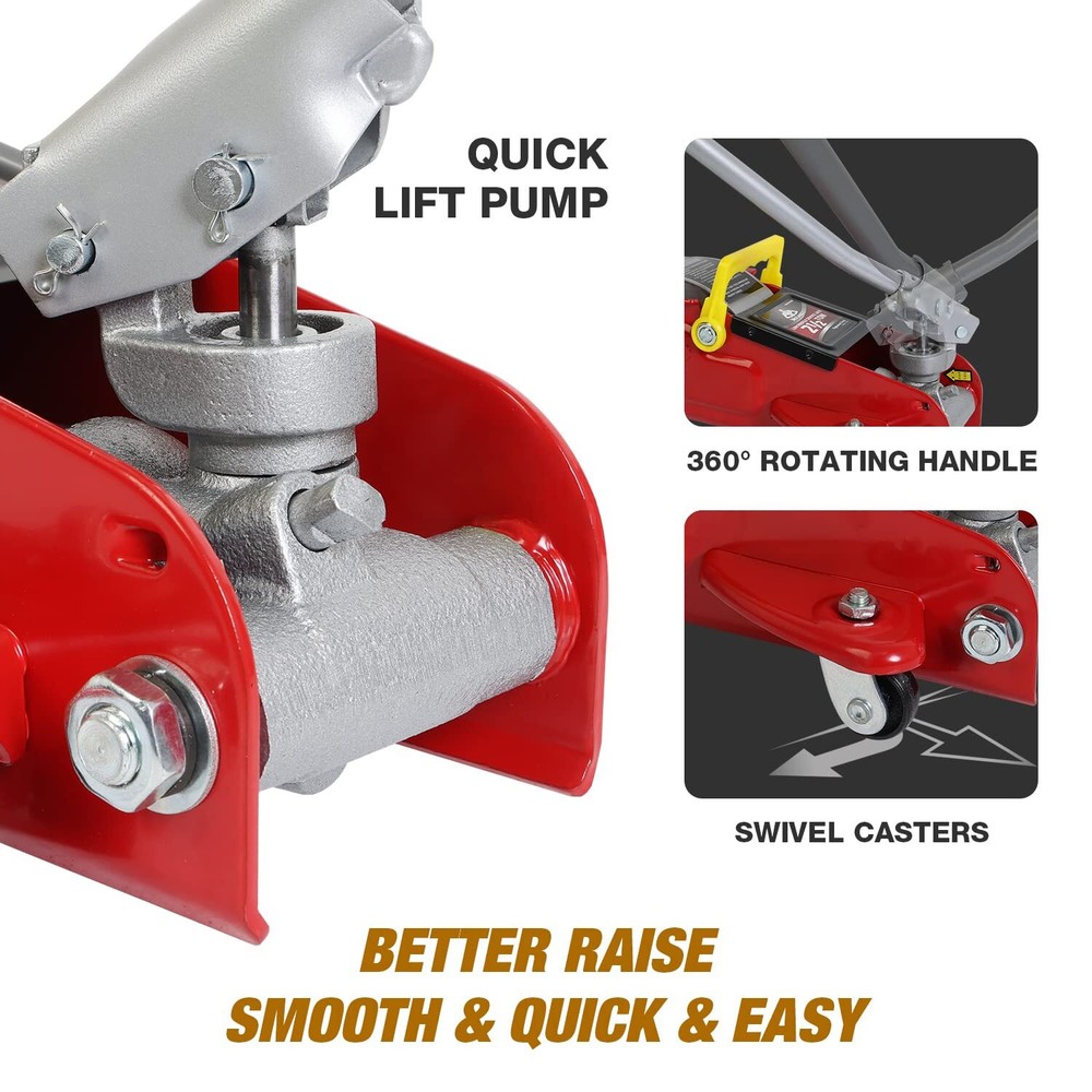 2.5 Ton Floor Jack with Portable Case Lifting Range 3.5"-14" Low Profile