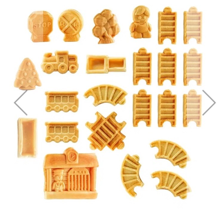 Cucina Pro Train Set Waffle Maker w/ 4 Removable Dishwasher Safe Plates