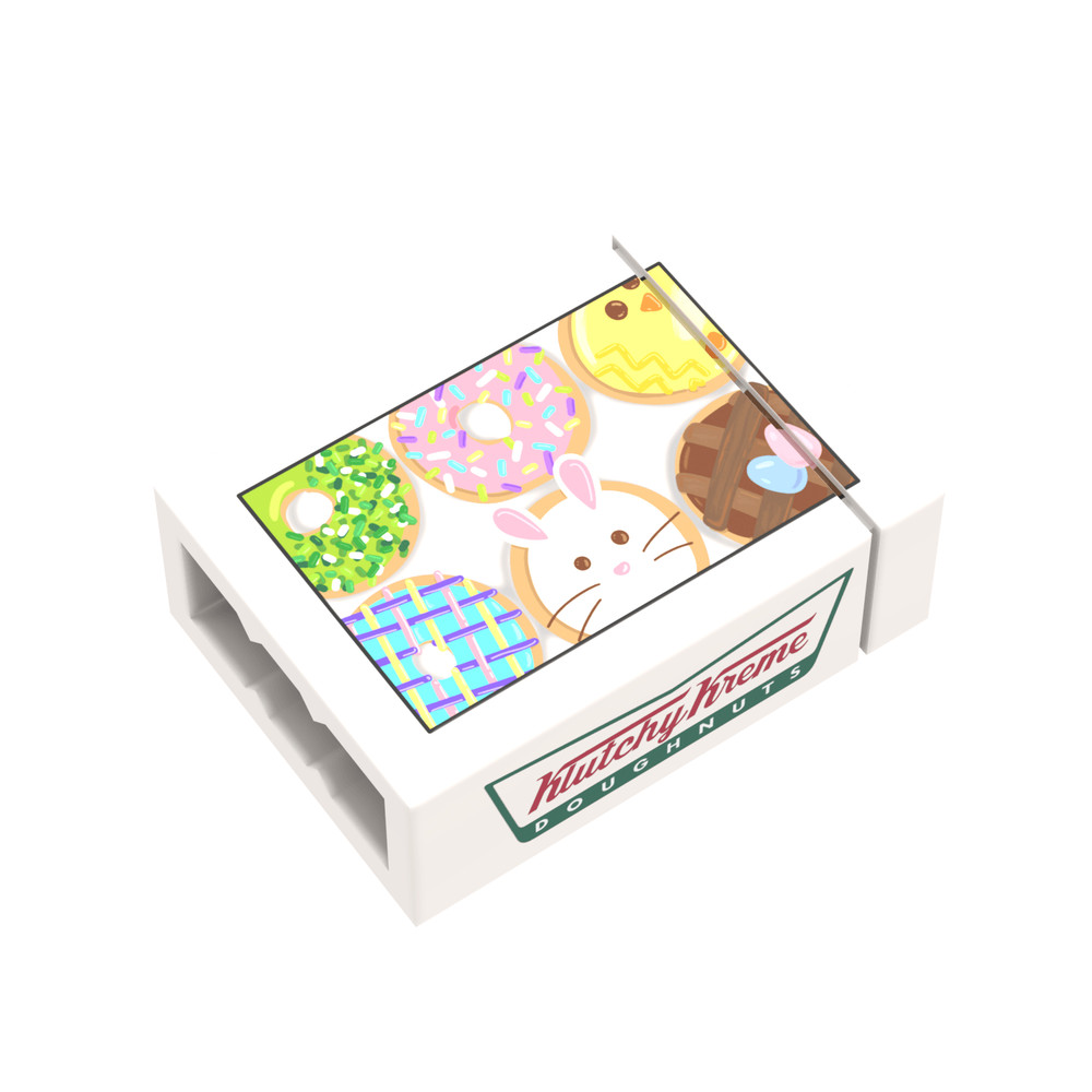 Boxed Donuts - Easter Sweet Treat - Custom Printed Minifig Candy Accessory