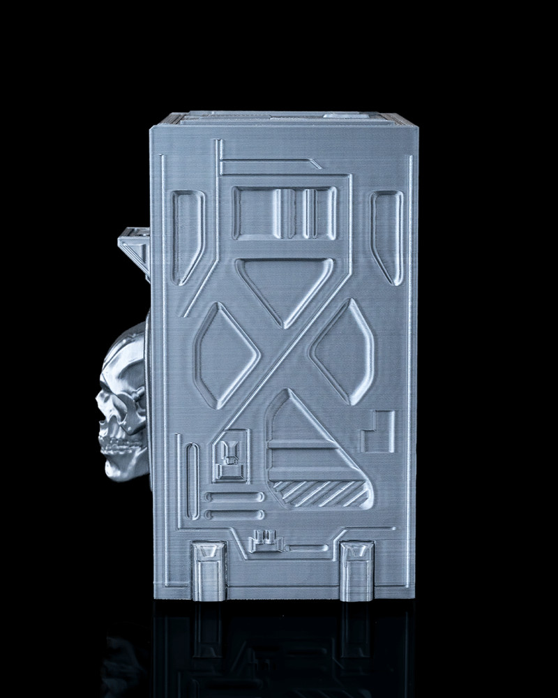 Core Decay Deck Box – 3D Printed Sci-Fi Skull Card Storage | Futuristic TCG Box