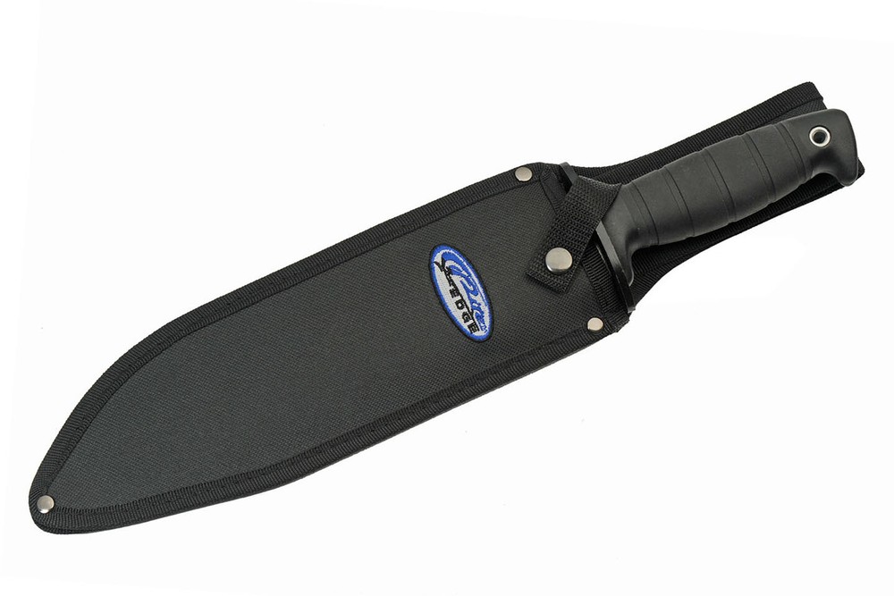 Survival Knife | Clip Point Blade Rubber Handle + Sheath, Flint, Sharpener