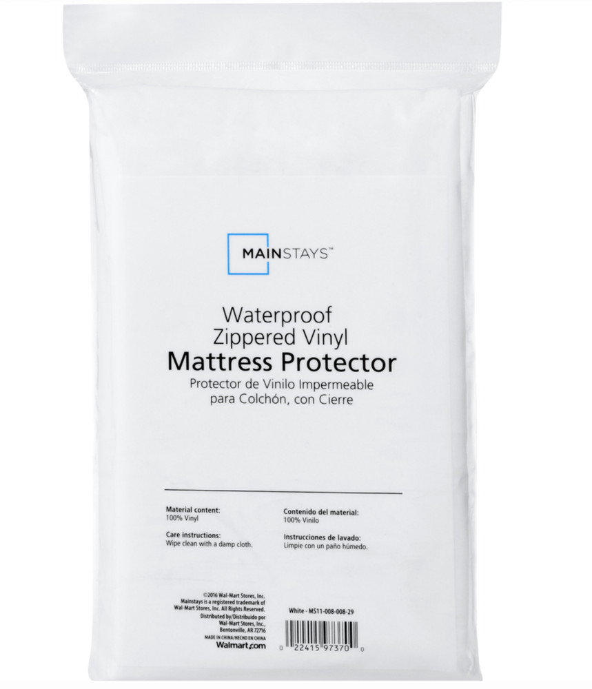 Mainstays Size Full Waterproof Zippered Mattress Protector White