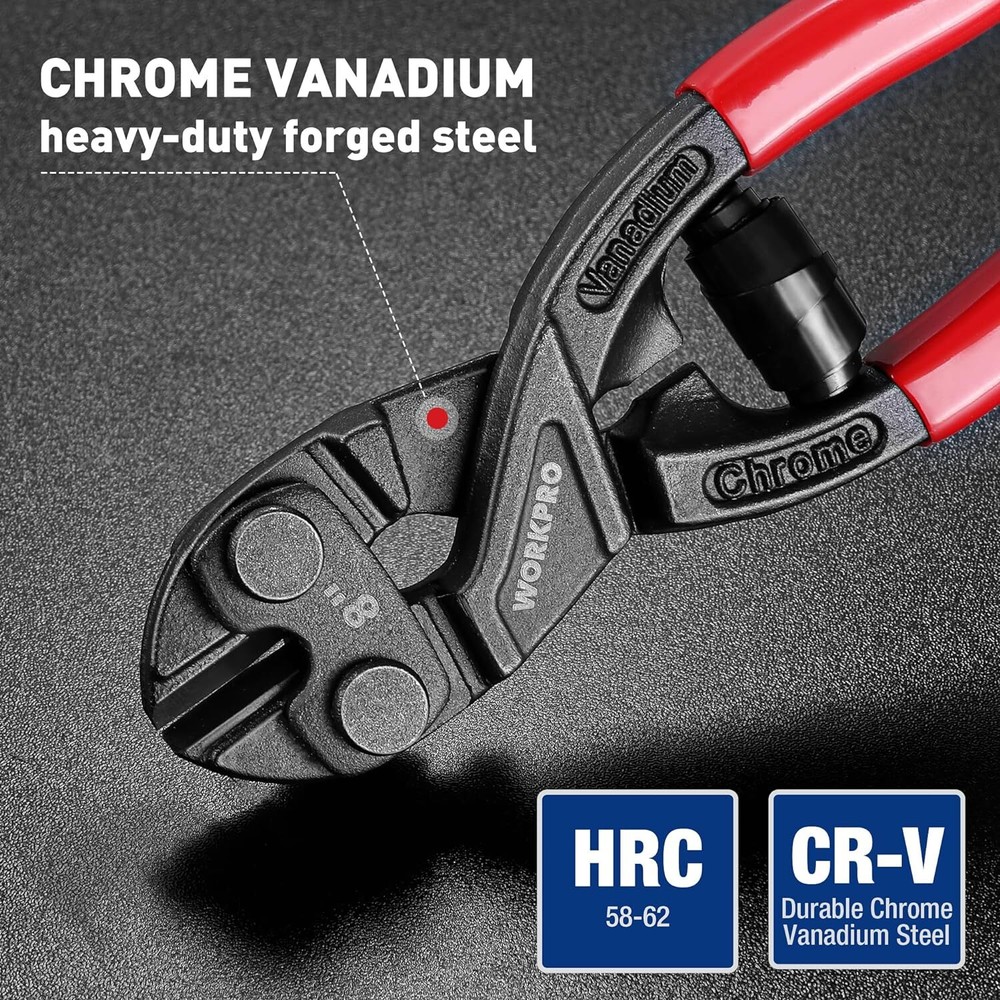 8-inch Mini Bolt Cutters with Recess Spring Bolt Cutters Soft Grip Security Lock
