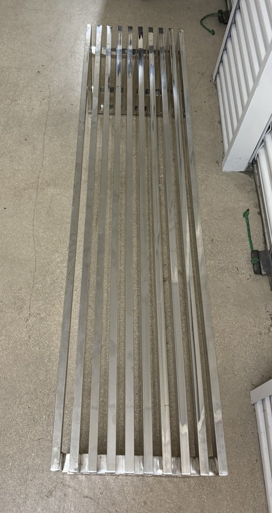 Milo Baughman Style Chrome Slat Bench 60”