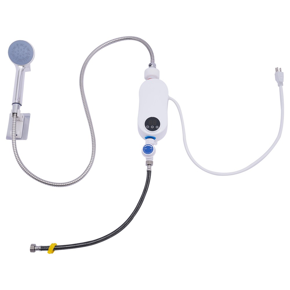 Instant Electric Bathroom Hot Water Heater With Shower Head White 110V 3500W
