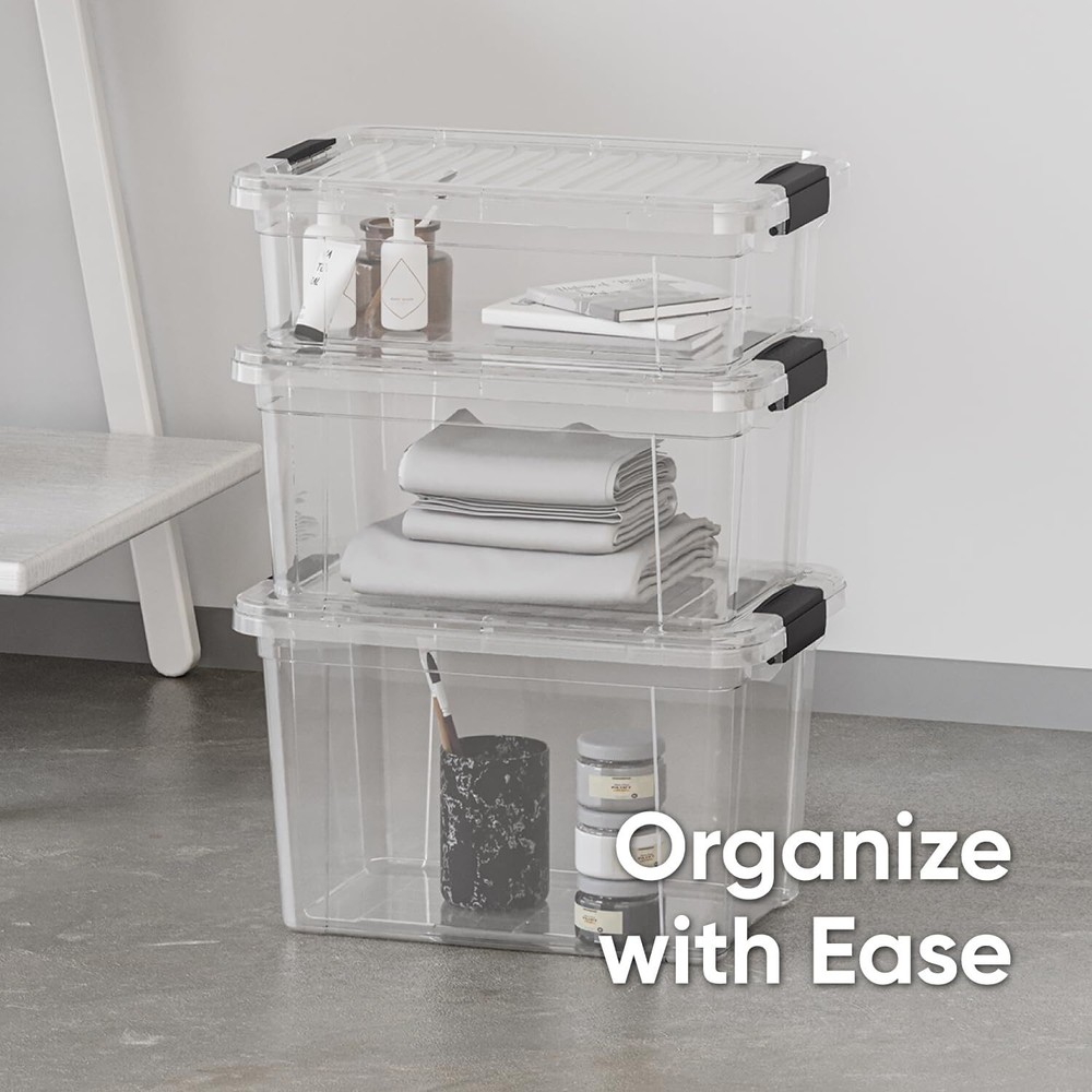 Superio Clear Storage Bins with Lids, 2 Pack- Plastic Storage Boxes - 8.7 Quart