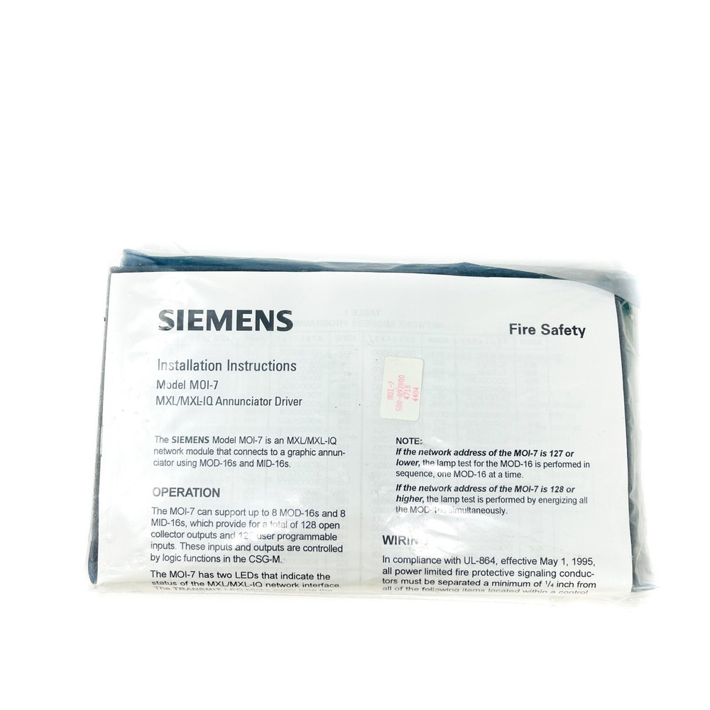 Siemens MOI-7 Cerberus Pyrotronics 500-892800 Network Input Output Module