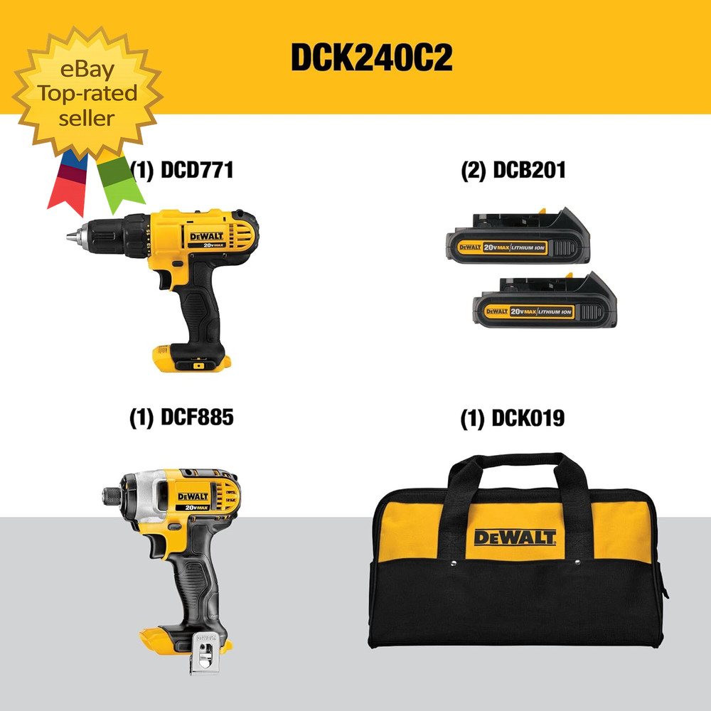 20V MAX Cordless Drill and Impact Driver Power Tool Combo Kit Includes 2 Batte