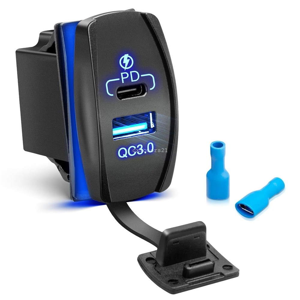 Rocker Switch Style USB Charger Fits for Rocker Switch Panel 4.2A PD Type C