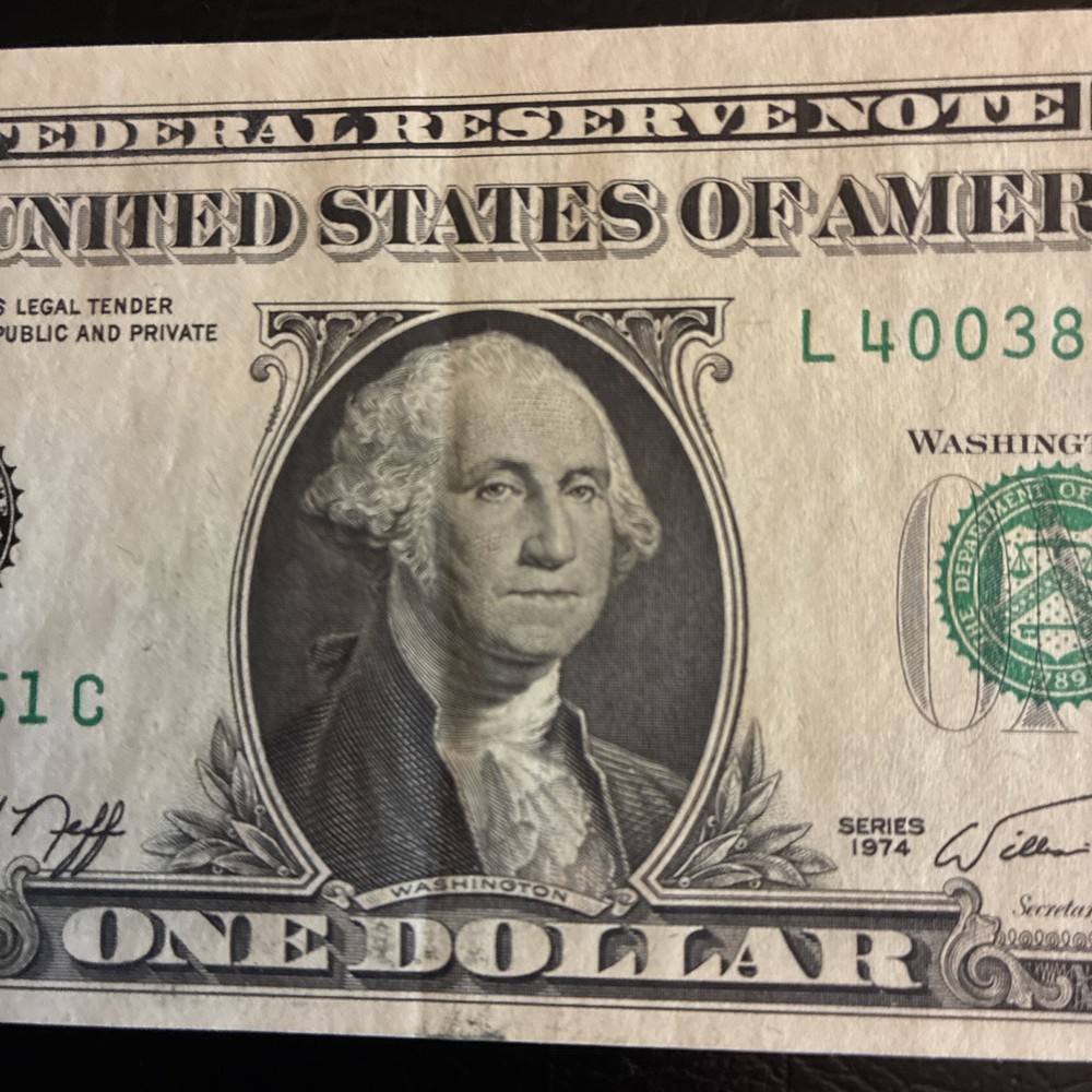 1974 $1 Dollar Bill-Cutting Error & Misaligned