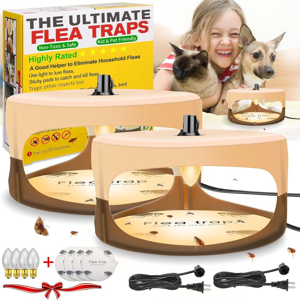 Flea Bed Bug Trap Odorless Cleaner and Flea Killer Trap Pad Sticky Indoor 2 Pack