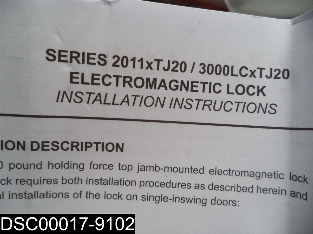 2011xTJ20 / 3000 LCxTJ20 DynaLock Electromagnetic Lock System