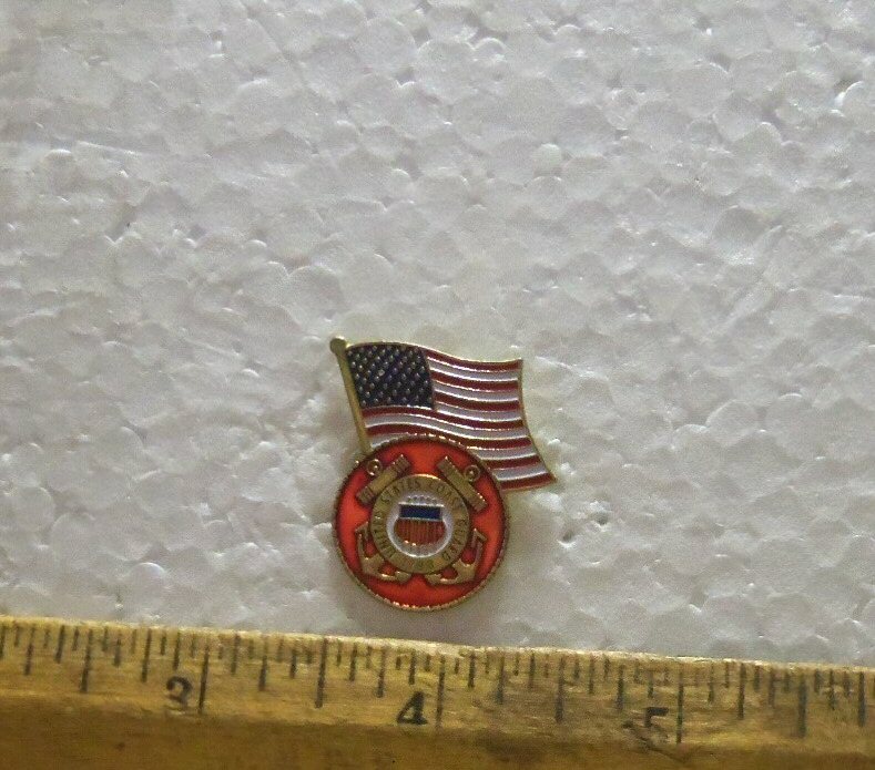 US Flag with US Coast Guard Emblem Pin