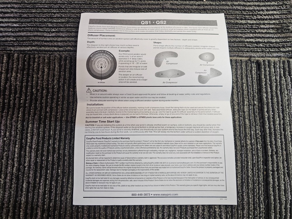 EasyPro QS2 Quick Sink Self Weighted Diffuser Assembly – Double Diffuser