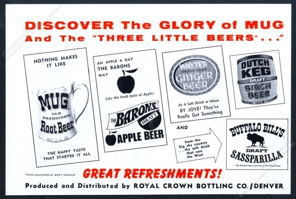 1972 Mug Root Beer Barons Apple Beer Whytes Ginger Dutch Keg Birch Beer print ad