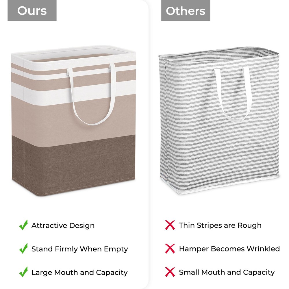 2-Pack Large Laundry Basket Waterproof Freestanding Laundry Hamper Collapsibl...