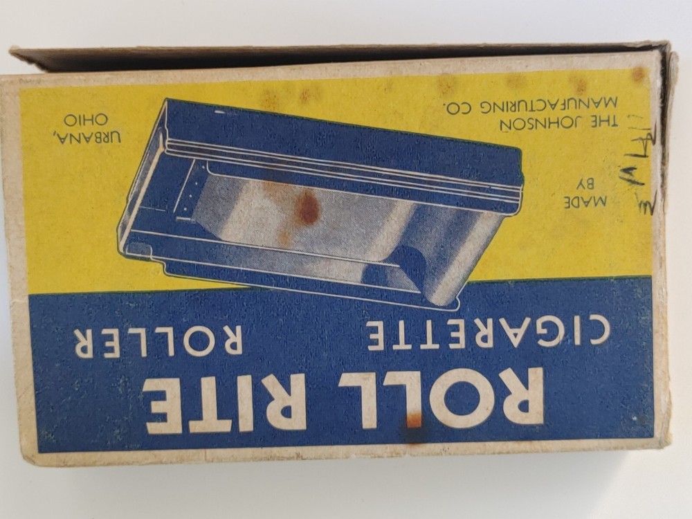 Roll Rite Cigarette Roller W. Box Antique DEPRESSION ERA Johnson Manufacturing