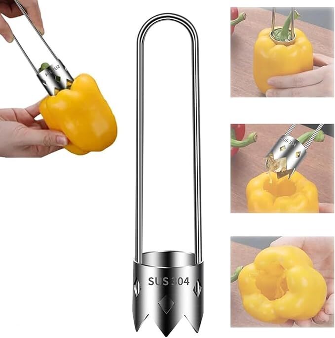 Fruit Corer Tool, Fruit and Vegetable Corer Tool, Stainless Steel Pepper Corer