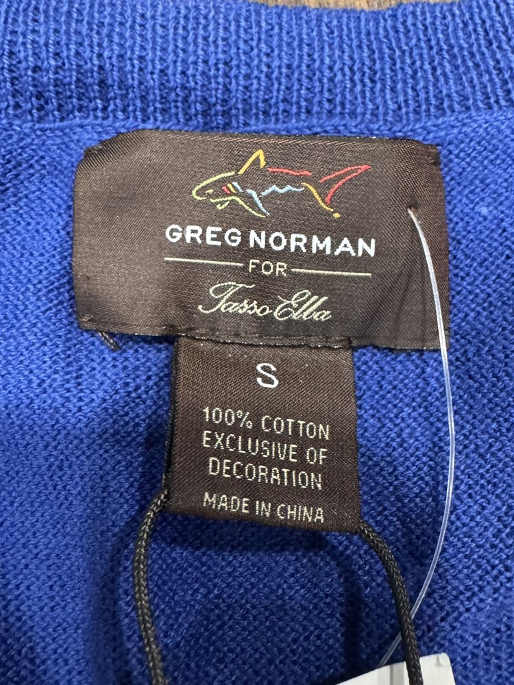 NWT! Greg Norman Lightweight Cotton Pullover Golf Sweater Vest Sz Small Blue