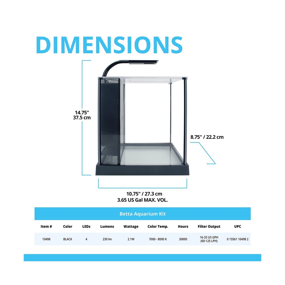 Fluval Betta Premium Aquarium Kit, 2.6 Gallon