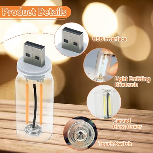 USB LED Car Interior Atmosphere Light, 8PCS Touch Control Retro LED Nightlight