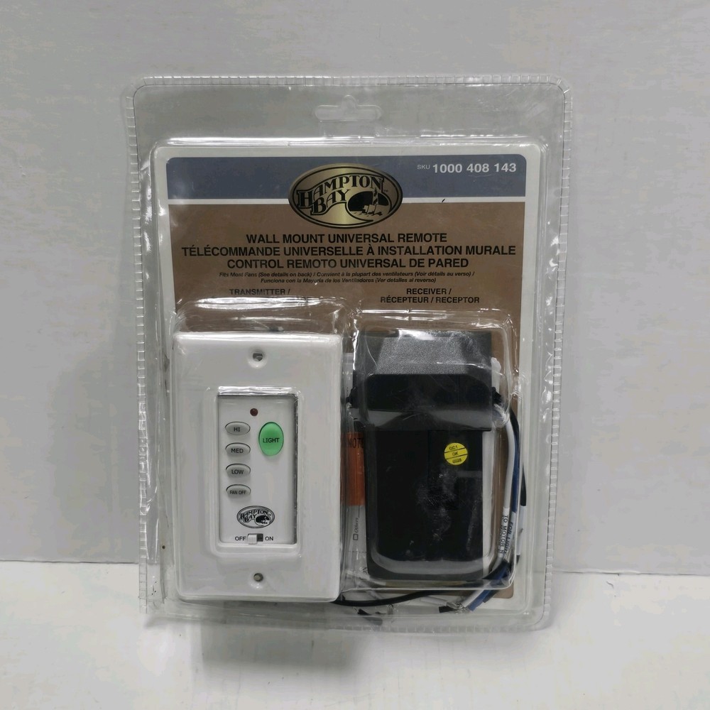 Hampton Bay 1000408143 Black White Wall Mount Universal Remote Control