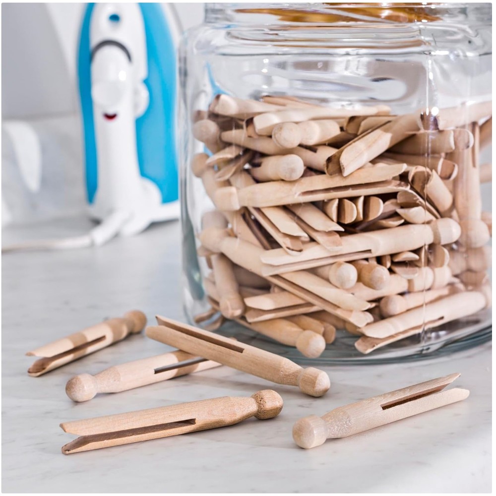 100 Pack Round Birch Clothespins - Stylish Hanging Clips