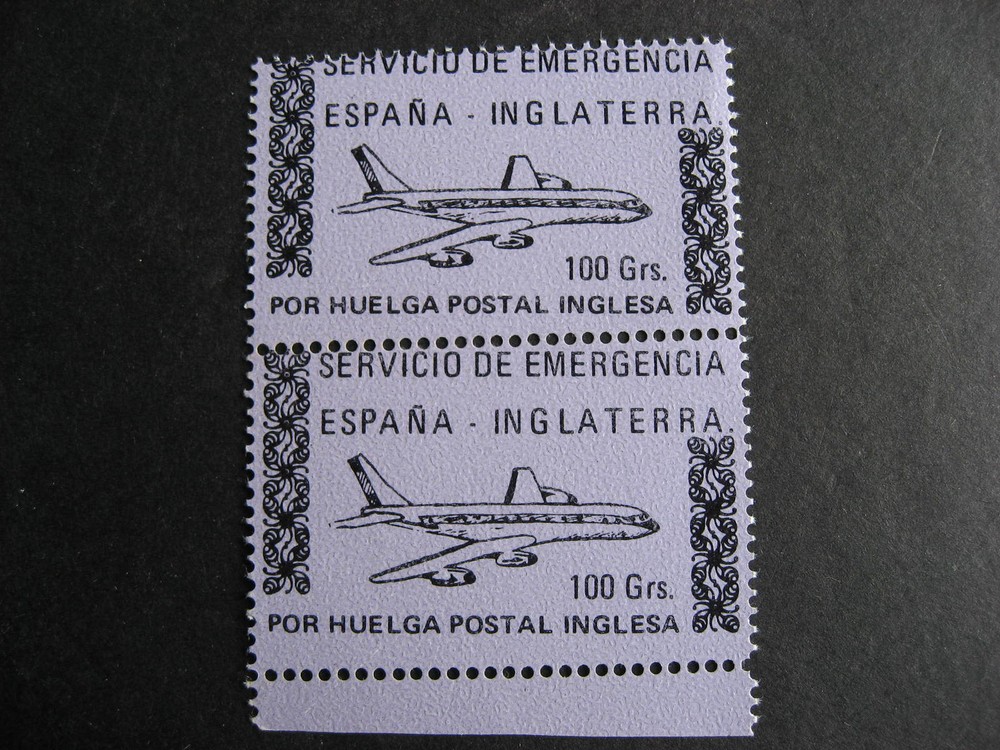 SPAIN perforation error, emergency service Inglaterra 100g MNH pair